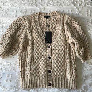 Rails Isla marl cable short sleeve cardigan top